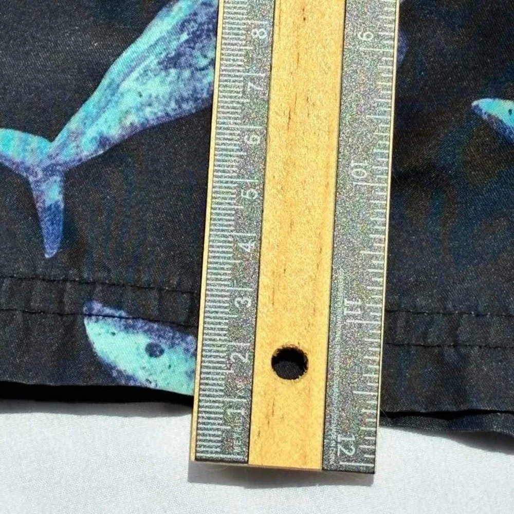 Art Class Boys Shark Print Swim Trunks Black Teal XL 14 Swim Shorts